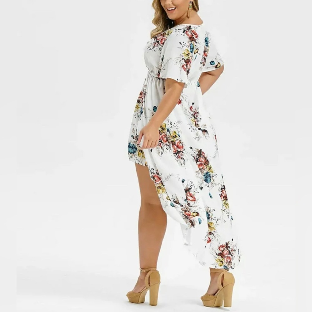 LOTS OF LOVE Women Short Sleeve Bell Sleeve High Low Maxi Dress Size L NWT - Picture 2 of 6